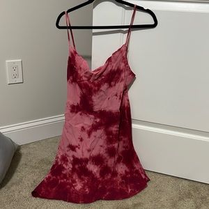 Pink tye dye cowl neck dress